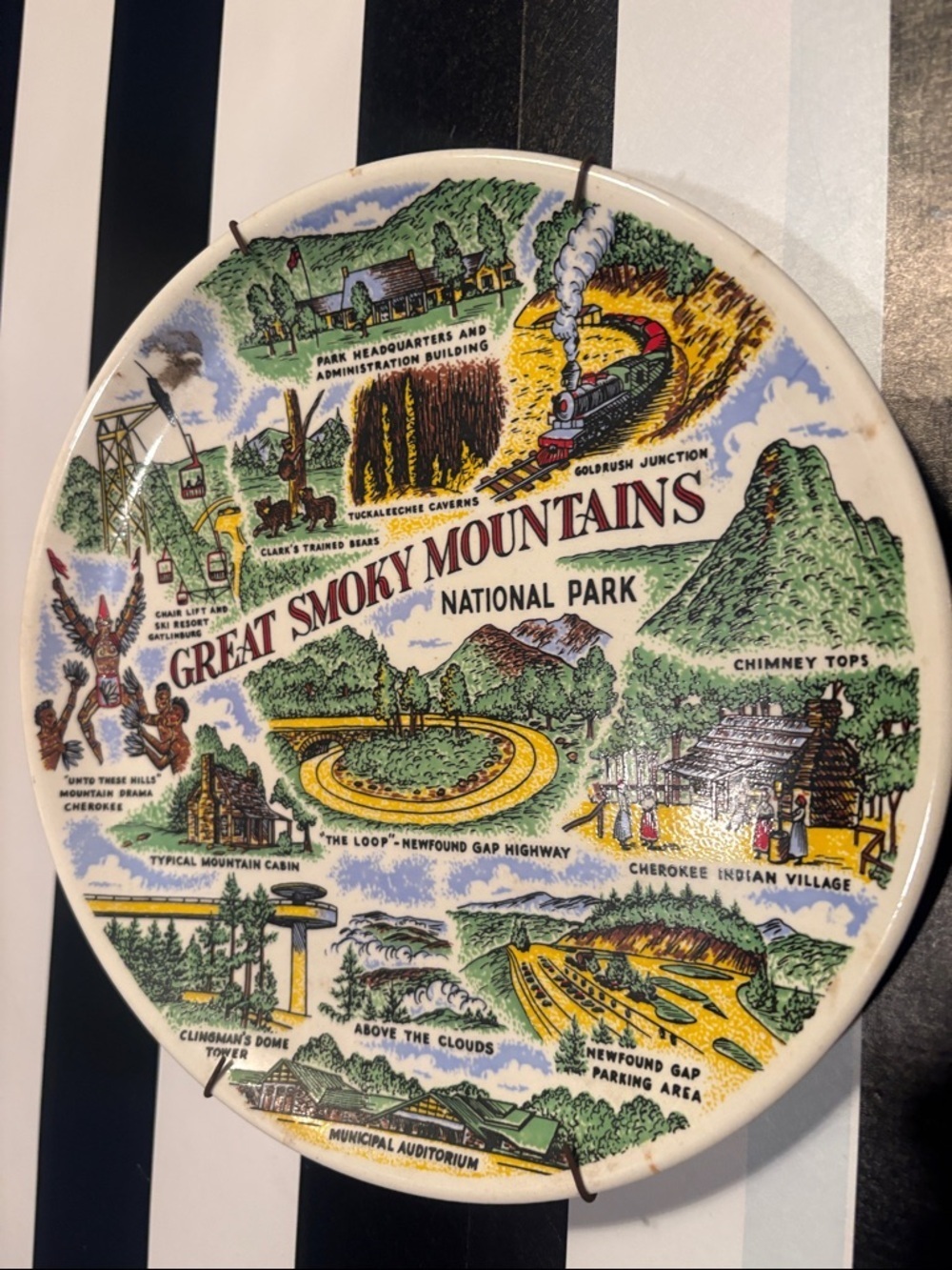 Great Smoky Mountains Souvenir Decorative Plate - Multicolor With Hanger on Back